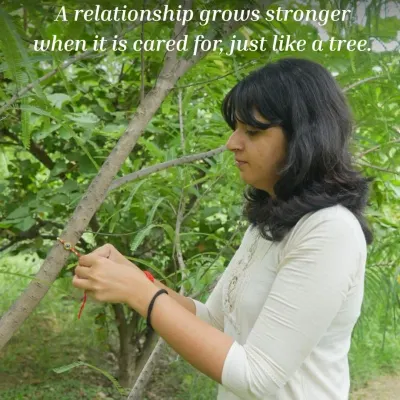 "A relationship grows stronger when it is cared for, just like a tree." On Rakshabandhan, we extend the promise of protection to the trees that nurture us, tying a rakhi to symbolize our bond and our commitment to care for them.
