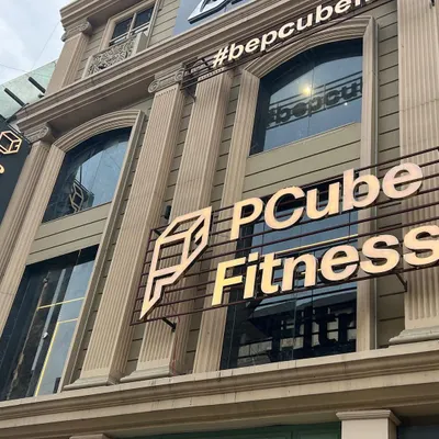 Welcome to P Cube Fitness. Our modern exterior in Model Town is a landmark for premium fitness in Delhi.