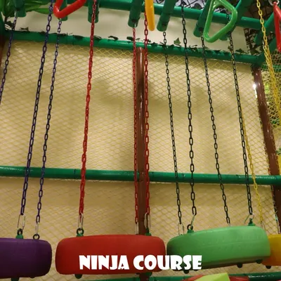 Our ninja course is perfect for kids who want to test their strength and agility. It features a series of hanging tire swings that require balance and coordination to cross.