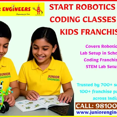 Join our network of over 100 franchise partners and start your own robotics and coding classes for kids. This image highlights the core of our franchise offering, which is trusted by hundreds of schools and provides a proven model for success in the growing field of kids' education.