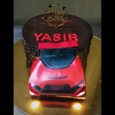 This cake comes with working headlights. I fitted this red sports car cake with small LED lights to make it truly shine, perfect for a car enthusiast's birthday.