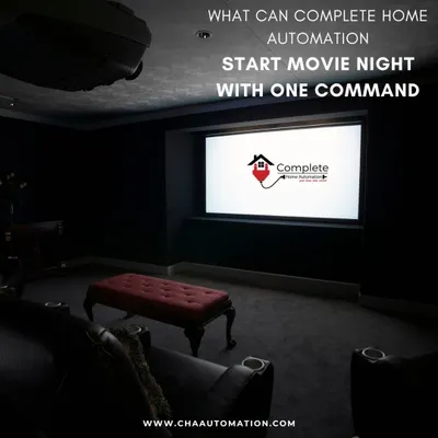 A view of a dedicated home theatre we automated. The system is ready to activate with one command, showcasing how we turn any room into a premium, personal cinema with integrated controls.