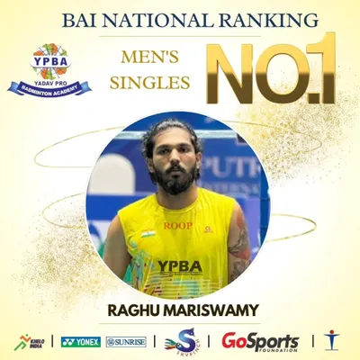 Reaching the top of Indian badminton. I am proud to coach Raghu Mariswamy, who has achieved the BAI National Ranking No. 1 spot in Men's Singles.