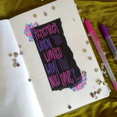 A reminder to practice gratitude. I lettered this quote on a torn piece of black paper and surrounded it with floral doodles, reflecting on how far I've come and what I have to be thankful for.