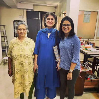 A bittersweet moment with our students on one of the last days before we temporarily closed our Delhi studio. The journey continues online.
