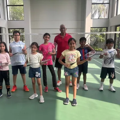 We are excited to announce our new coaching center at Kalpataru Paramount. Here's Coach Sachin with the first batch of students at the new location.
