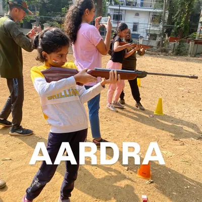 Meet Aardra, taking aim with focus and determination during our rifle shooting activity.