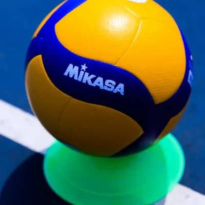 A close-up of a professional Mikasa volleyball, the standard for high-level competition. We use only the best equipment in our training sessions.