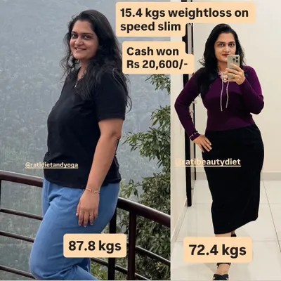 Ayushi's incredible 15.4 kg transformation after two Speed Slim challenges. She not only lost weight but also won a cash prize of Rs 20,600 for her amazing consistency.