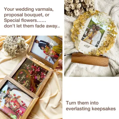Your flowers tell your story, so I make sure it's never forgotten. Here's a look at various keepsakes I create from wedding varmalas and proposal bouquets.