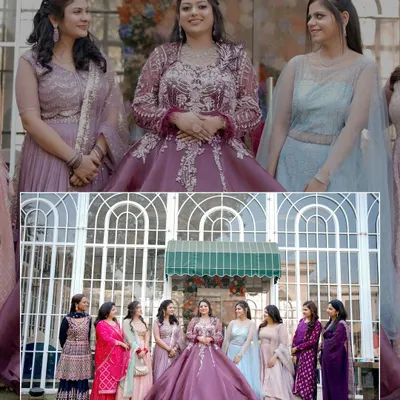 A beautiful portrait of the bride with her bridesmaids, all coordinated and celebrating the start of a new journey.