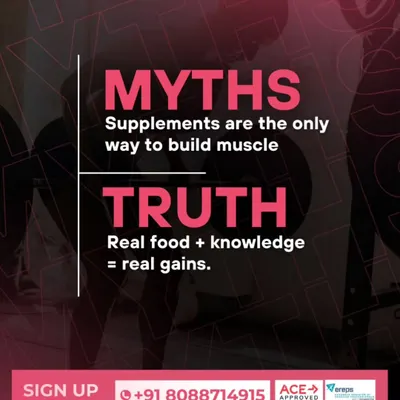 Myth: Supplements are the only way to build muscle. Truth: Real food combined with scientific knowledge equals real, sustainable gains.