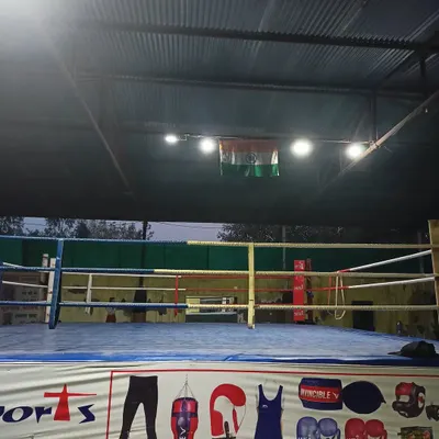 This is our arena. The boxing ring at Gurgaon Boxing Sports Academy, waiting for the next generation of champions to step inside.
