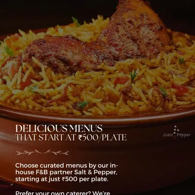 Delicious menus that start at just ₹500 per plate. I partner with excellent caterers like Salt & Pepper, but I'm also flexible if you prefer to bring your own.