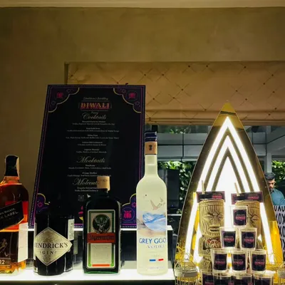 A stunning house party bar setup for Diwali. We brought in our own illuminated displays, premium spirits, and custom decor to create a festive and luxurious atmosphere for the celebration.