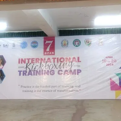 The official banner for the WAKO International Kickboxing Training Camp. Our involvement in such events, sanctioned by leading organizations, reflects our commitment to professional standards.