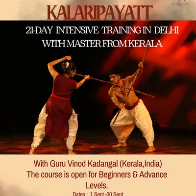 Learn Kalaripayattu in a 21-day intensive training program in Delhi with a master from Kerala. This course is open for both beginners and advanced levels.
