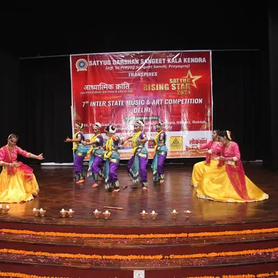 A beautiful group performance on the grand stage of our 'Satyug Rising Stars' competition. The coordination and grace of our students is a testament to their dedicated practice.