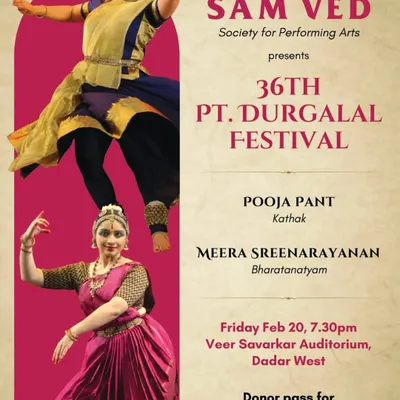 The poster for my performance at the prestigious Pt. Durgalal Festival, where I shared the stage with Bharatanatyam artist Meera Sreenarayanan. It was an honor to be a part of this festival.