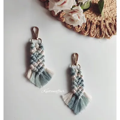 Pretty little macrame keychains in pastel colors. These can also be used as bag charms and are a great affordable option for a unique, handmade gift.