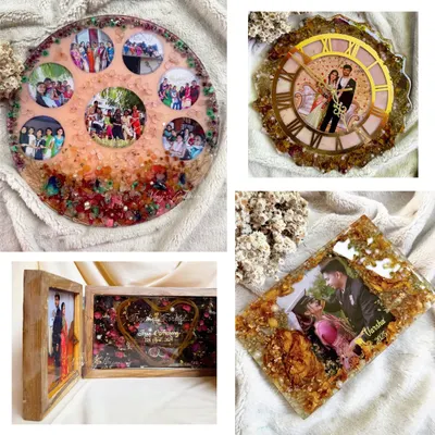 Your flowers tell your story, so make sure it's never forgotten. This collage showcases the variety of custom resin keepsakes I create to transform your blooms into art that lasts a lifetime.