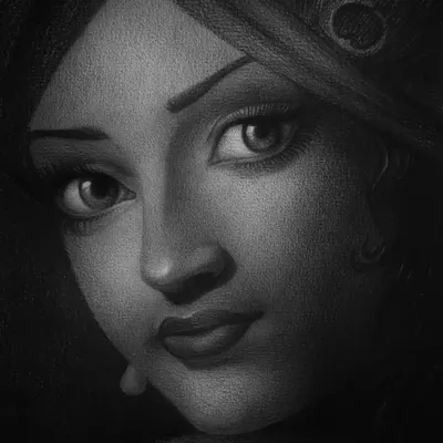 A portrait of Lord Krishna as I imagine Him, with soft yet powerful eyes. This piece is a reflection of my personal spiritual journey and connection.
