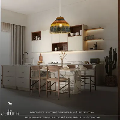 This colorful wicker pendant adds a unique, artisanal touch over the kitchen island. It’s a perfect example of how I use custom lighting to bring a new dimension of sophistication and personality to a functional space.