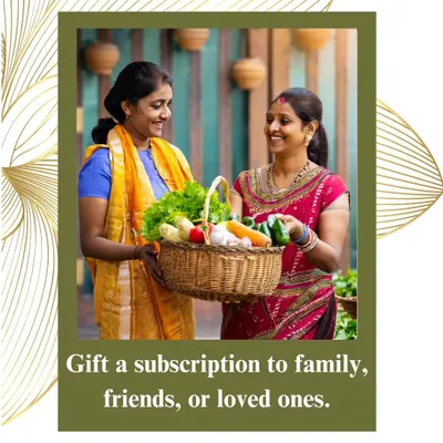 There is no greater gift than good health. Here, we see the joy of sharing a basket of fresh, organic produce. Our subscription boxes make for a thoughtful and practical gift for your loved ones.