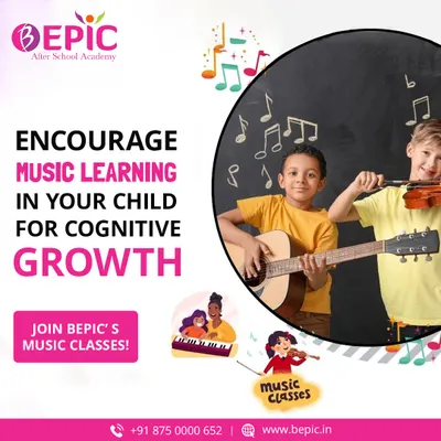 Music learning is a powerful tool for cognitive growth. Our music classes are designed not just to teach notes and rhythms, but to enhance memory, coordination, and discipline in a creative way.