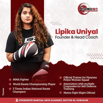 Meet the driving force behind our academy, founder and head coach Lipika Uniyal. Her extensive background as an MMA fighter, Karate champion, and trainer for police squads shapes the high standards of our training.