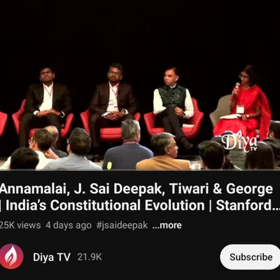 On a panel discussing India's Constitutional Evolution at the Stanford India Conference. I shared the stage with diverse voices, presenting my arguments on the need to view our constitution through an indigenous, Dharmic lens.