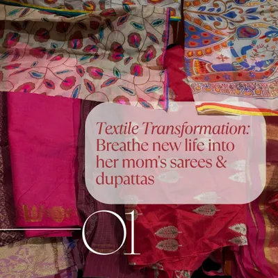 The journey begins with cherished textiles. We carefully selected the bride's mother's most beautiful sarees and dupattas, each with its own story, to serve as the foundation for our decor.