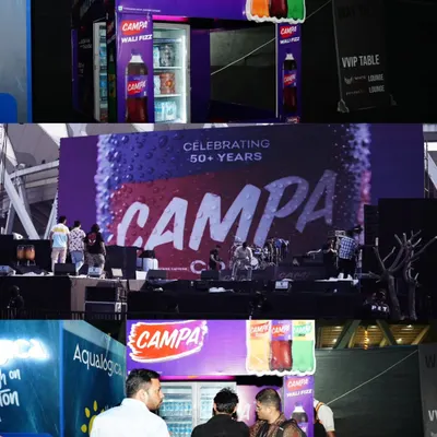 We offer diverse activation opportunities, from interactive booths like this one for Campa to massive on-stage screen placements. This ensures your brand connects with fans at multiple touchpoints throughout the venue.