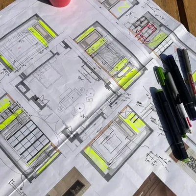 There is a unique power in putting pen to paper. Before any digital tools are used, we start with hand-drawn sketches and marked-up floor plans. This is where ideas flow freely, allowing us to explore spatial relationships and refine concepts with spontaneity and intuition.