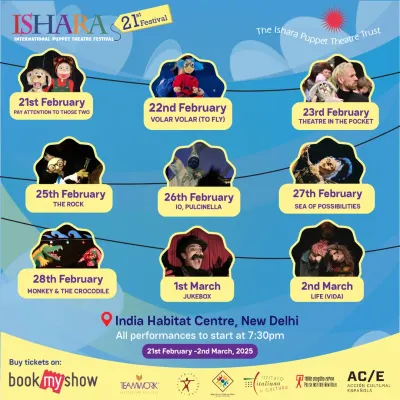 The complete schedule for the 21st Ishara International Puppet Theatre Festival. We curate a diverse and exciting lineup each year, ensuring there is a spellbinding performance for every night of the festival.