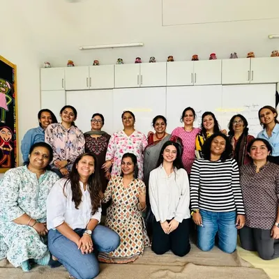 It was a privilege to design a certified course for the Neev group of institutions. Here I am with a group of their academic coordinators, beginning a journey into using deep listening and storytelling to build language and imagination in the classroom.