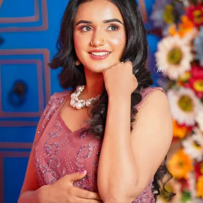 This soft party look was created using airbrush makeup. You can see how smooth and skin-like the finish is, giving a natural glow that's perfect for any occasion.