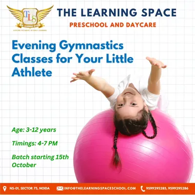 Flip, tumble, and grow with our evening gymnastics classes. This program is perfect for little athletes to build strength, flexibility, and coordination while having a blast on the gym ball.