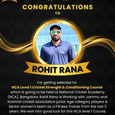 We congratulate our coach, Rohit Rana, on his selection for the NCA Level 1 Strength & Conditioning Course. His expertise as a fitness trainer for state-level teams is a huge asset to our academy.