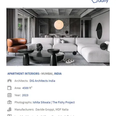 We are thrilled that our project 'Vaulted B/W Haus' was featured on ArchDaily, a leading platform for architecture. The feature details the project's concept, area, and design team.