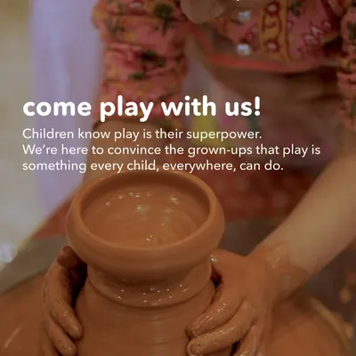 Come play with us. We believe play is a child's superpower, and our pottery sessions are a perfect example, letting kids feel the clay and shape their own creations.
