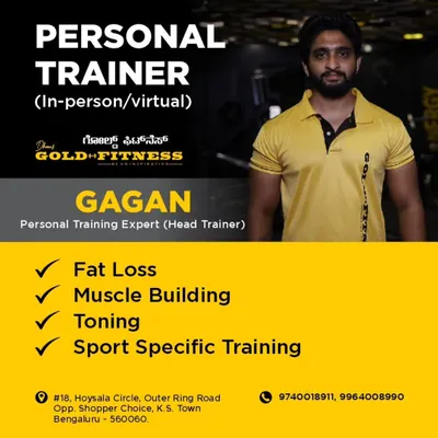 Meet Gagan, our Head Trainer and personal training expert. He specializes in fat loss, muscle building, toning, and sport-specific training, available for both in-person and virtual sessions.