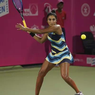 Fully focused on the forehand during the L&T Mumbai Open. Every shot in a match like this requires complete concentration and trust in your training.
