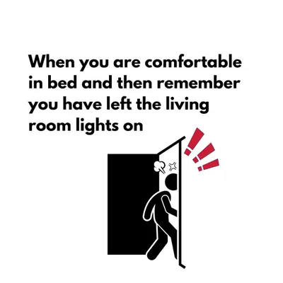 That moment of frustration when you're already comfortable in bed and remember the living room lights are on. With our system, you can just say "Goodnight" or tap your phone to turn everything off without moving an inch.