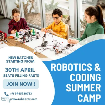 A look inside our Robotics & Coding Summer Camp. Here, students are deeply engaged in building their projects, surrounded by the tools and components needed for hands-on learning.