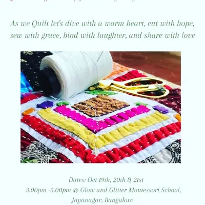 I invite you to join my quilt-making workshop, a unique opportunity for adults to create a family heirloom. We will spend our time together cutting, sewing, and sharing stories as we bind pieces of your family's history into a beautiful quilt that can be cherished for generations.