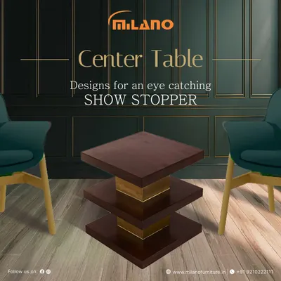 This center table is a showstopper, featuring a three-tiered design with a dark wood finish and brass-finished accents. It's a modern and sculptural piece for any living room.