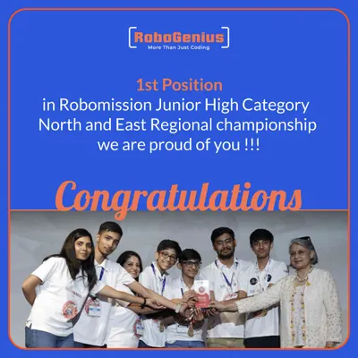 Our teams consistently prove their skills at every level. We congratulate Team "High Voltage" for securing the 1st Position in the Robomission Junior High Category at the World Robot Olympiad (WRO) North and East Regional championship. This victory is a key step on their path to competing on the national stage.