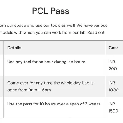 The PCL Pass is a subscription that lets you use our lab and tools for your own projects. Here are the different pass options we offer.
