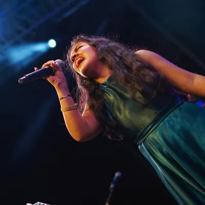 Performing live at the Armed Forces Medical College in Pune. I love the fusion of sounds, bringing together the intricate patterns of Carnatic music with the powerful energy of rock and jazz for a live audience.